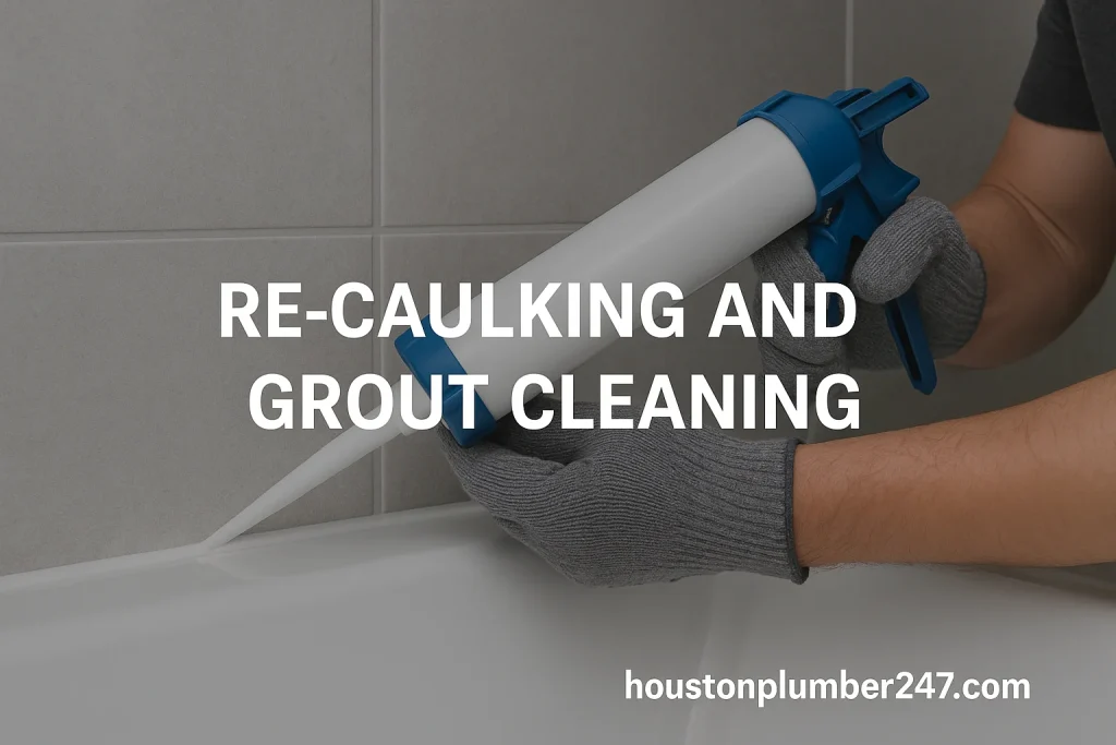 Re caulking and Grout Cleaning of bathtub in houston